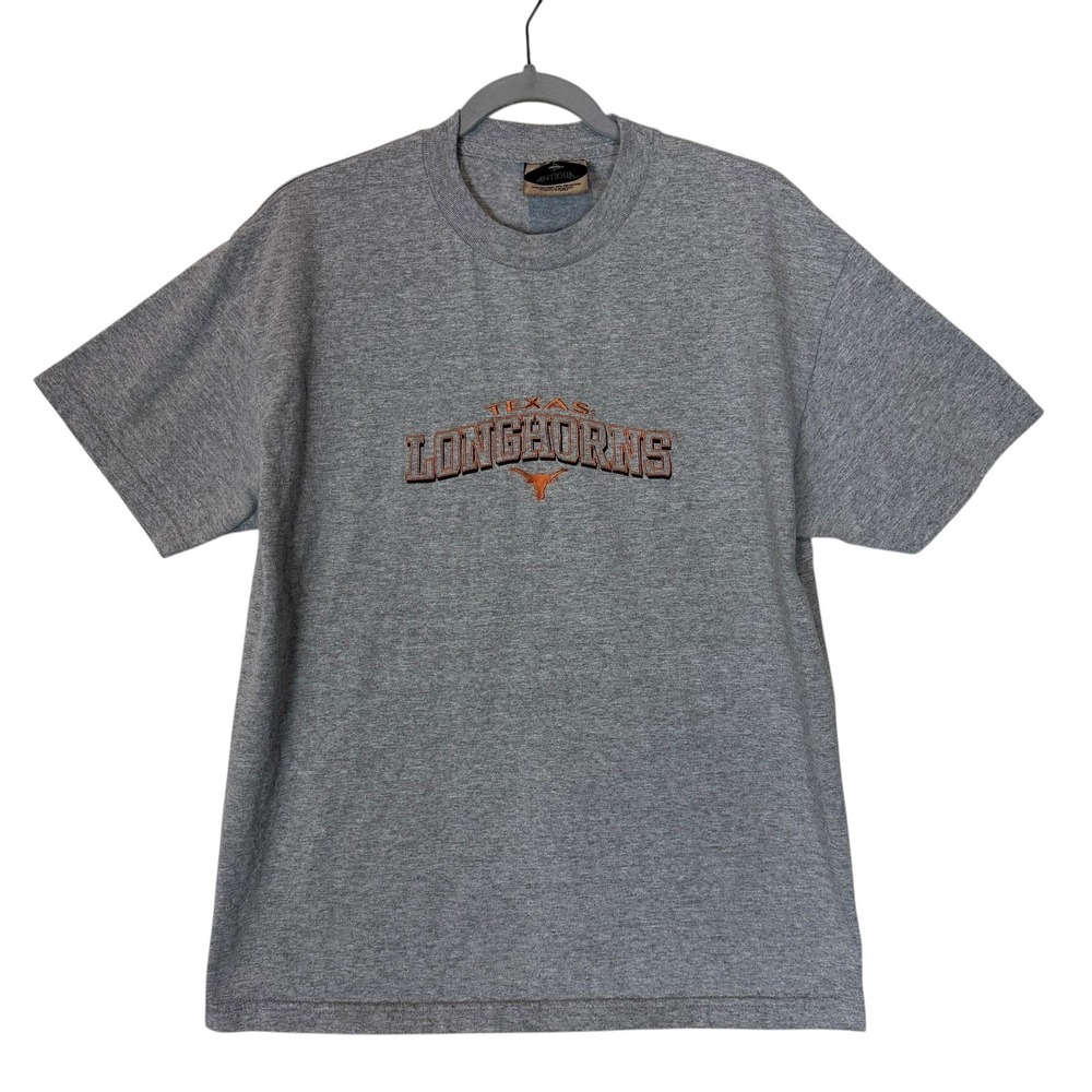 Texas Longhorns Shirt Mens Large Gray NCAA Football Antigua Short Sleeve